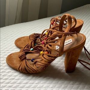 Steve Madden Chestnut Suede Boho Heel Sandals